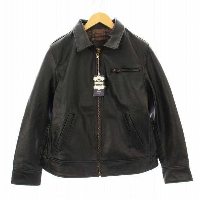 【中古】未使用品 スタークハウツ ライダースジャケット シングル レザージャケット ステンカラー 牛革 2XL 黒