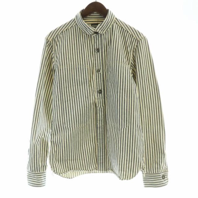 【中古】桃太郎ジーンズ デニムジャケット Gジャン ジージャン ストライプ 40 紺 ネイビー 白 ホワイト /RO