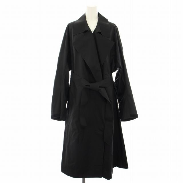 【中古】カオス シェル スペックアウターコート チェスターコート ロング リボンベルト F 黒 CH007003ER レディース