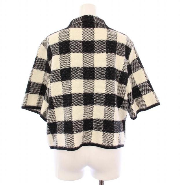 【中古】クリスチャンディオール 23AW Check n Dior ニットジャケット クロップド丈 半袖 CDロゴ アルパカ I48 黒 白 中古】クリスチャンディオール 23AW Check n Dior ニットジャケット