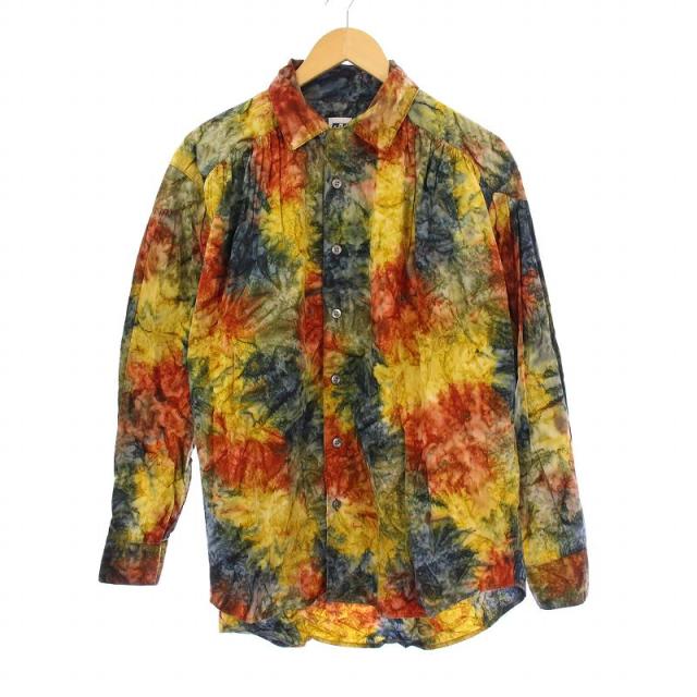 【中古】エーアイイー AiE ペインターシャツ ブラウス 長袖 レギュラーカラー オーバーサイズ 総柄 S マルチカラー