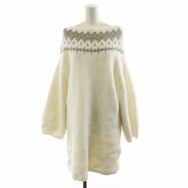 極美品✨セルフォード 2024年購入 厚手ニット ラメビジュー ミニワンピース CELFORD（セルフォード） (12%OFF) フェアアイルニットミニワンピース