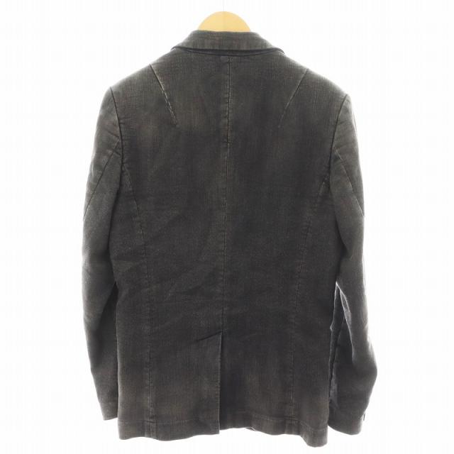 【中古】ウノピュウノウグァーレトレ 1PIU1UGUALE3 テーラードジャケット シングル デニム地 USED加工 IV 黒 中古】ウノピュウノウグァーレトレ 1PIU1UGUALE3 テーラードジャケット