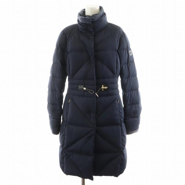 【中古】フェイ FAY ダウンコート ロング丈 シルク混 絹 アウター S 紺 ネイビー /AN42 レディース