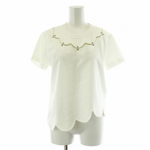 【中古】ノワールケイニノミヤ  kei ninomiya AD2019 Tシャツ カットソー 半袖 スカラップ S 白 ホワイト 3E-T008