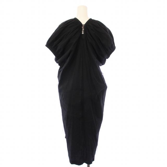 【中古】トリココムデギャルソン ワンピース ミモレ ロング 半袖 フレンチスリーブ チュール Uネック M 黒 ブラック 中古】トリココムデギャルソン ワンピース ミモレ ロング 半袖
