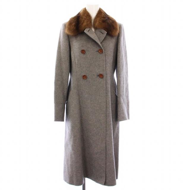 【中古】フォクシー FOXEY カシミヤコート アウター ロシアンセーブルファー 38 グレー 23008 /KH レディース