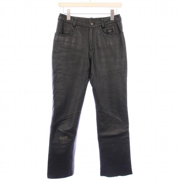 【中古】ハーレーダビッドソン HARLEY DAVIDSON レザーパンツ スラックス ジップフライ 12 黒 ブラック /BB メンズ