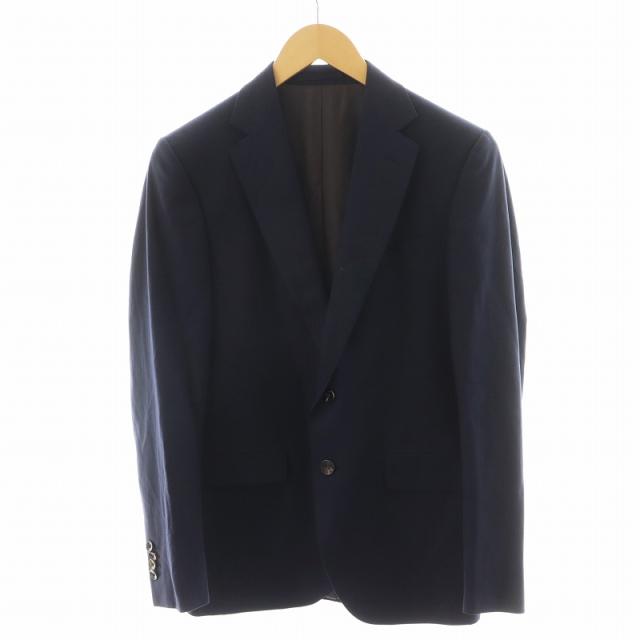 【中古】ボリオリ BOGLIOLI テーラードジャケット シングル ストライプ柄 ウール カシミヤ混 44 紺 ネイビー 91292A