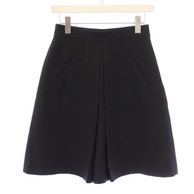 【中古】ヴァレンティノ ヴァレンチノ  VALENTINO フレアスカート タック ひざ丈 ストレッチ ウール シルク 38 黒