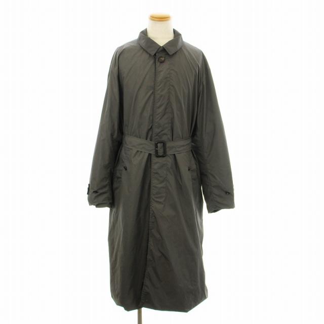 【中古】シュタイン stein OVERSIZED WIND COAT ステンカラーコート ロング ナイロン ベルト付き S グレー ST.214