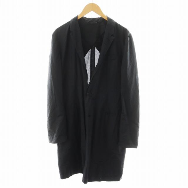 【中古】バレンシアガ BALENCIAGA チェスターコート ロング丈 シングル コットン 44 黒 ブラック 411845 /AN35 メンズ