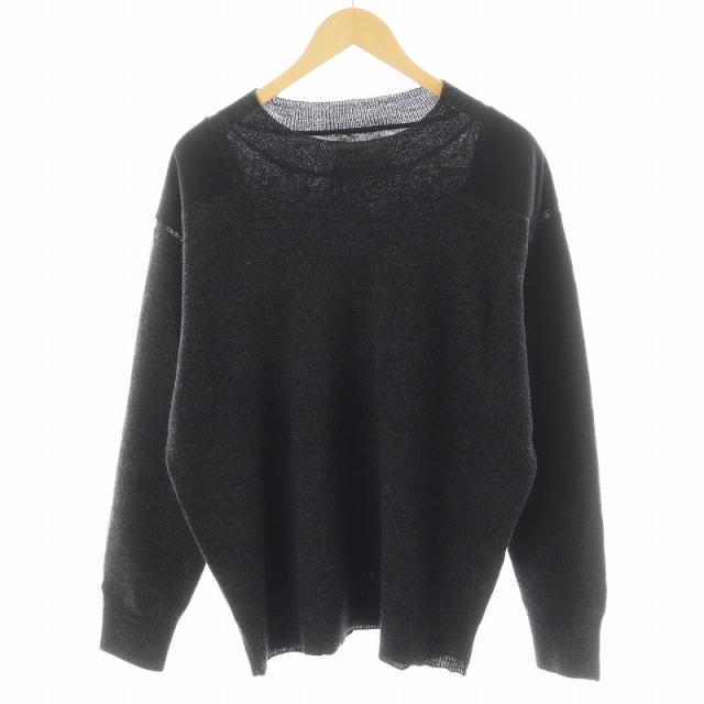 【中古】マーガレットハウエル MHL. 24AW DRY MERINO WOOL CREW KNIT ニット セーター 長袖 ウール L 黒 その他ニット・セーター