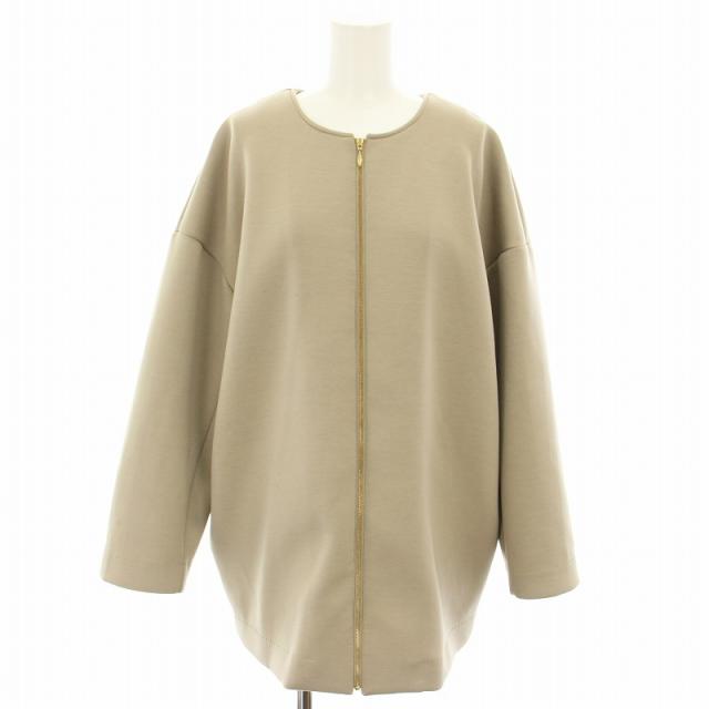 ソージュ soeju コクーンジップブルゾン　ノーカラージャケット　ベージュM SOEJU ソージュ コクーンジップブルゾン ベージュM