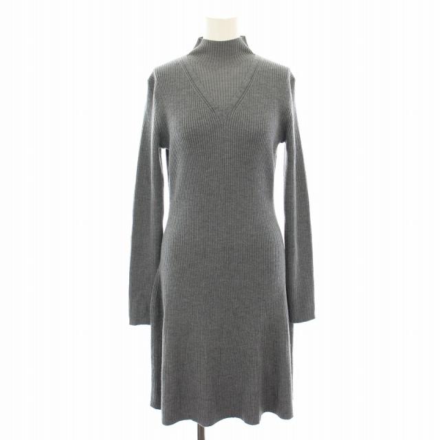 【中古】セオリー 23AW EMPIRE WOOL MOCK NK DR ニットワンピース ひざ丈 長袖 S グレー 01-3405711 レディース