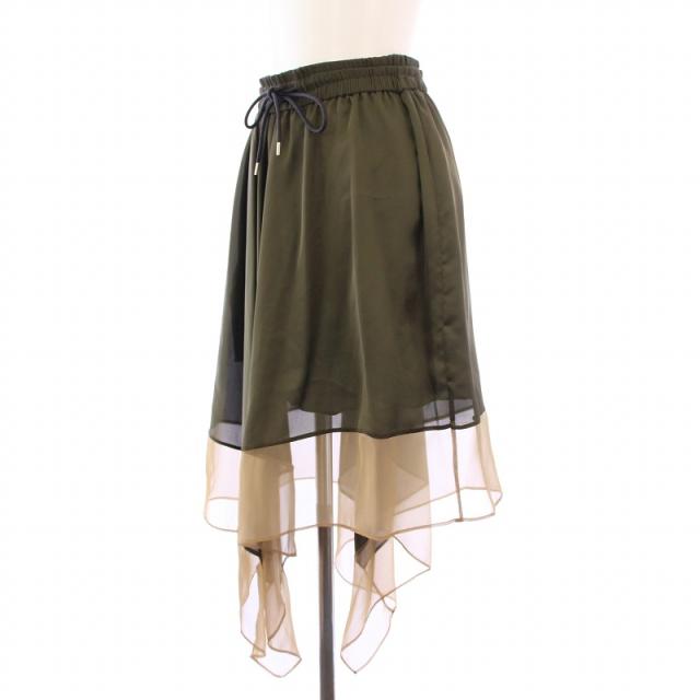 □ サカイ sacai スカート フリンジ 異素材 黒 ウール 1 S レディース