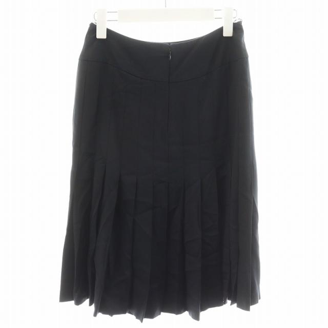 シャネル ブラック プリーツスカート ひざ丈