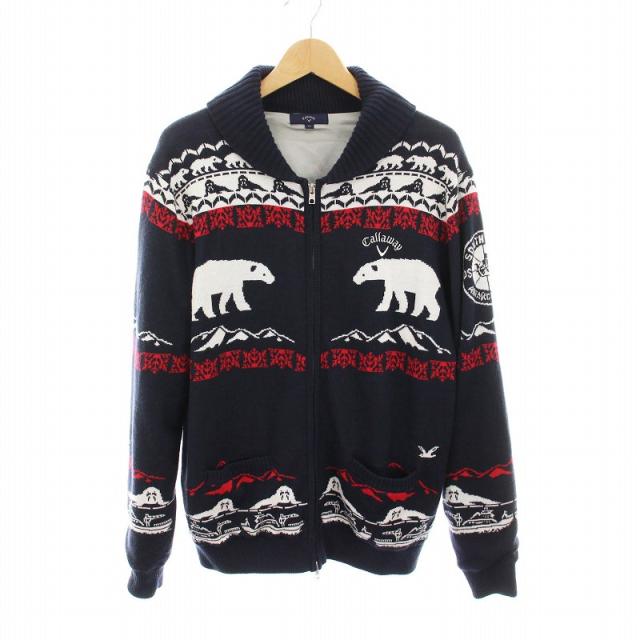 中古】キャロウェイ CALLAWAY ニットブルゾン ジャケット ショール
