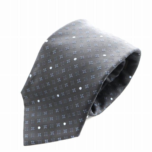 【中古】ルイヴィトン LOUIS VUITTON モノグラム レギュラータイ ネクタイ シルク 絹 黒 ブラック /AN8 ■OH メンズ