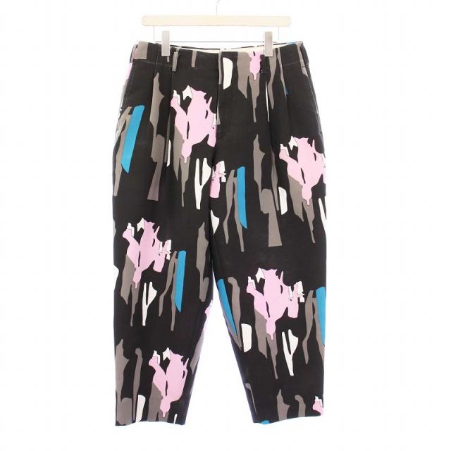 【中古】コムデギャルソンオムプリュス AD2017 17AW BOYHOOD期 テーパードパンツ ワイド 総柄 S ブラック PT-P045