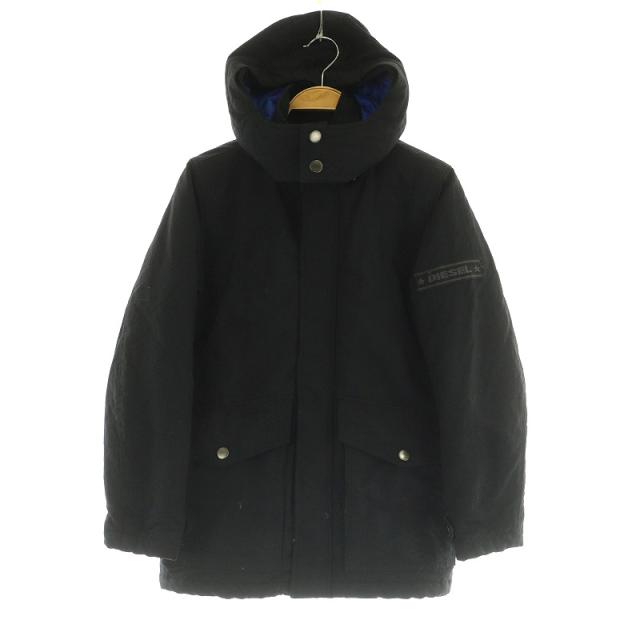 【中古】ディーゼル DIESEL ナイロンジャケット 中綿 ジップアップ パーカー 10 ブラック /MY ■OS キッズ