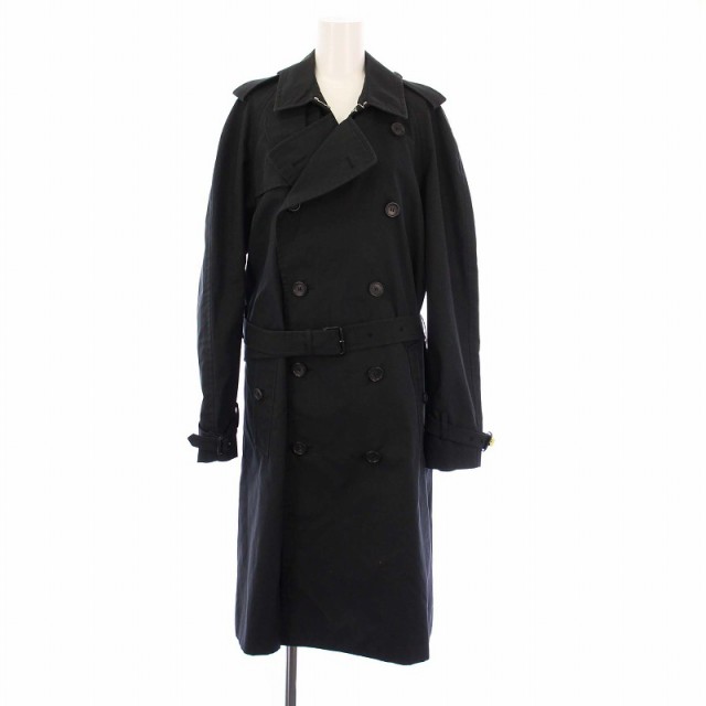 【中古】グッチ Floral Pattern Lining Trench Coat フローラルパターン トレンチコート ロング 36 ブラック