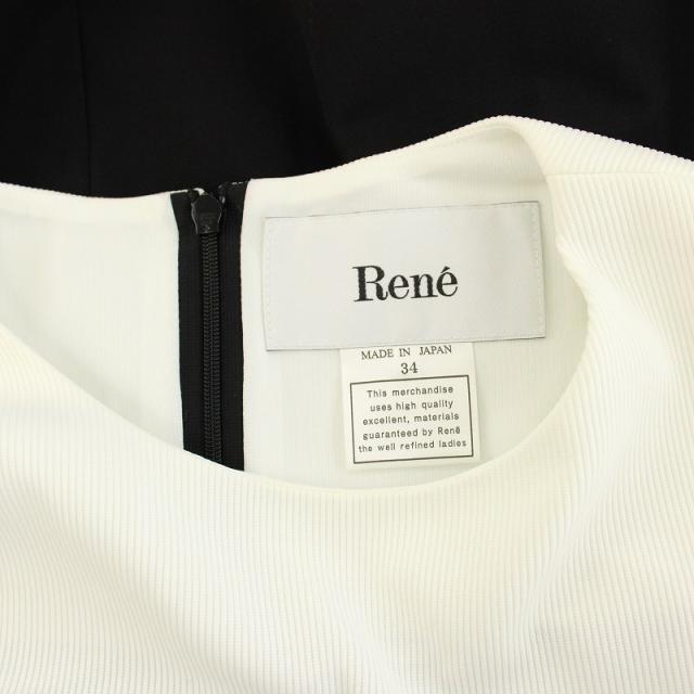 【中古】ルネ 24年製 ワンピース ロング 半袖 フレンチスリーブ 切替 コクーン リボン 34 黒 白 6426150 レディース 中古】ルネ 24年製 ワンピース ロング 半袖 フレンチスリーブ 切替