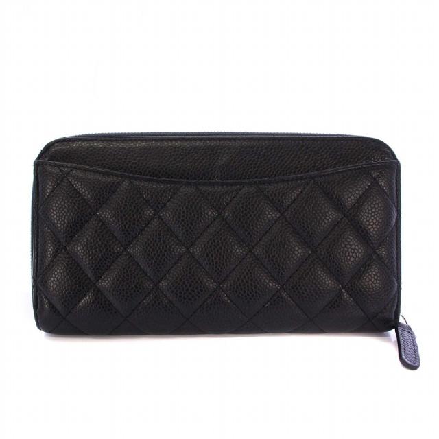 送料無料 シャネル CHANEL 長財布 キャビアスキン 黒 ココマーク