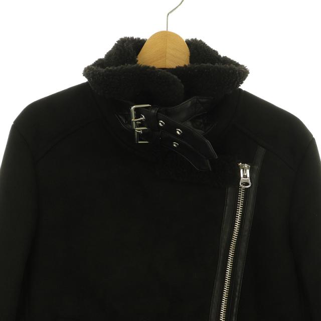 【ZARA】フェイクムートン ダブルライダースジャケット スウェード S ZARA ザラ フェイクムートン ライダースジャケット 長袖 無地 裏