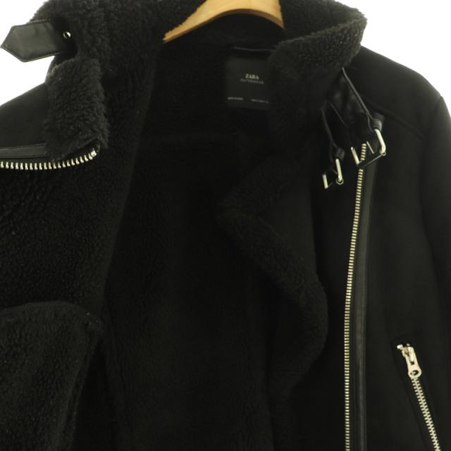 【新品タグ付き】ZARA フェイクファー ライダース　ムートンジャケット　黒　S ZARA - 【ZARA】フェイクムートンライダース ボアジャケット