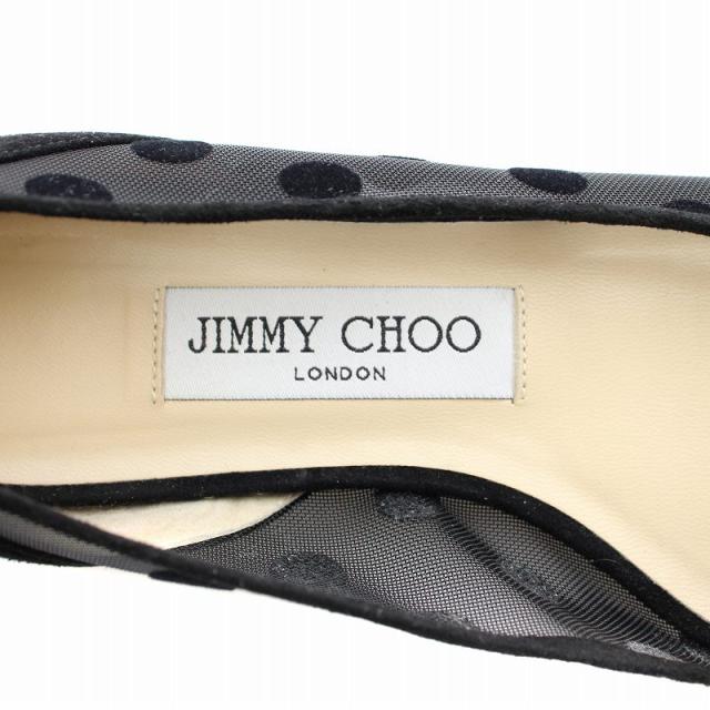 【中古】ジミーチュウ DOROTHY FLAT パンプス ポインテッドトゥ ドット柄 シアー 35 22.0cm 黒 ゴールド レディース