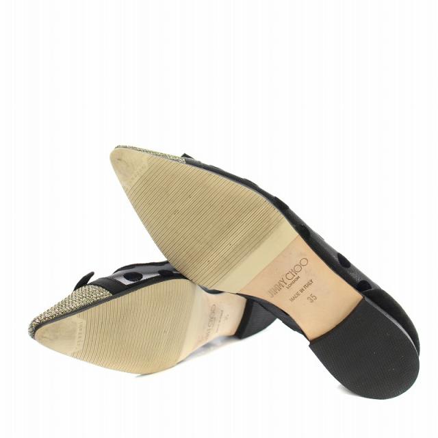 【中古】ジミーチュウ DOROTHY FLAT パンプス ポインテッドトゥ ドット柄 シアー 35 22.0cm 黒 ゴールド レディース
