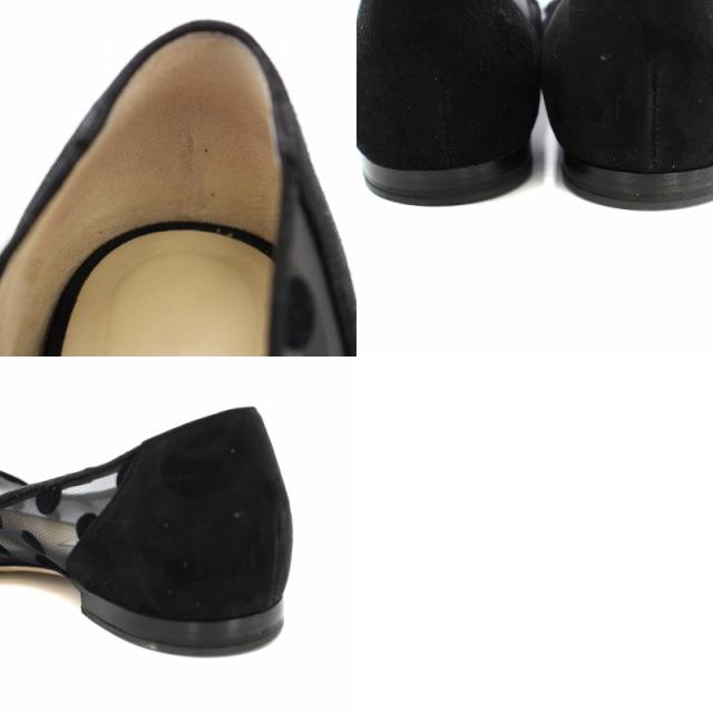 【中古】ジミーチュウ DOROTHY FLAT パンプス ポインテッドトゥ ドット柄 シアー 35 22.0cm 黒 ゴールド レディース