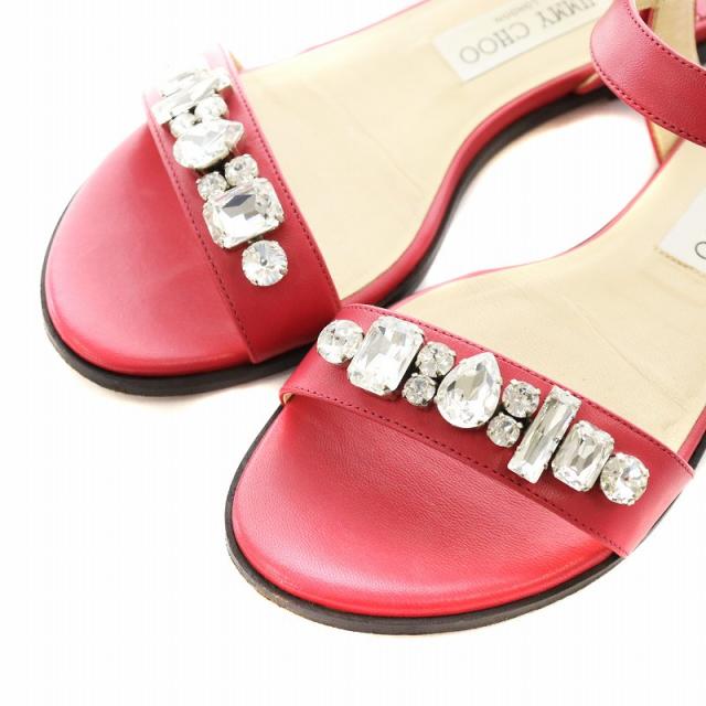 【中古】ジミーチュウ JIMMY CHOO サンダル ストラップ ビジュー レザー 36.5 ピンク /AN23 レディース 中古】ジミーチュウ JIMMY CHOO サンダル ストラップ ビジュー レザー