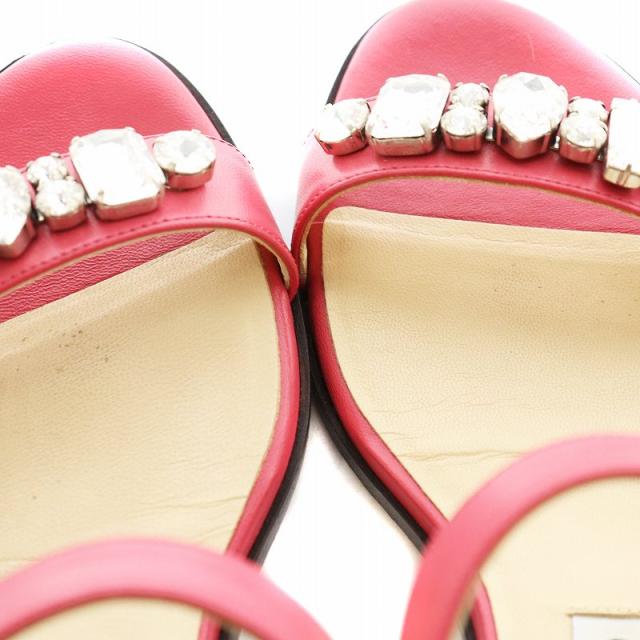 中古】ジミーチュウ JIMMY CHOO サンダル ストラップ ビジュー レザー