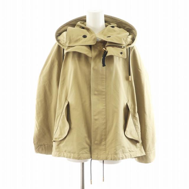 【中古】ザ リラクス THE RERACS 16FW RECT 106L NON LINER J モッズコート ショート丈 フード アウター 40 ベージュ