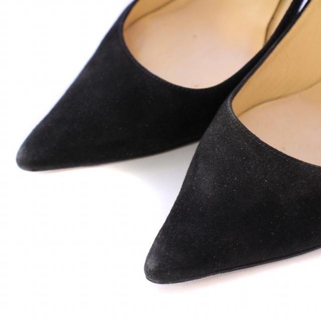 新品同様 ジミーチュウ パンプス 35 新品同様☆ジミーチュウ・レザー切替 ロゴライン フラットシューズ(35)