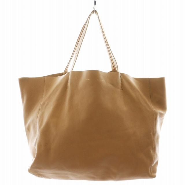 CELINE ベージュ レザー トートバッグ