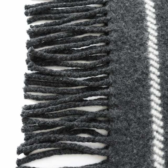 【中古】ジョンストンズオブエルガン × ユナイテッドアローズ ストール フリンジ チェック柄 ウール グレー 中古】ジョンストンズオブエルガン × ユナイテッドアローズ ストール