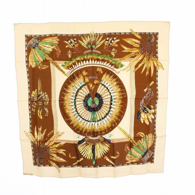 中古】エルメス HERMES カレ90 BRAZIL ブラジル スカーフ シルク