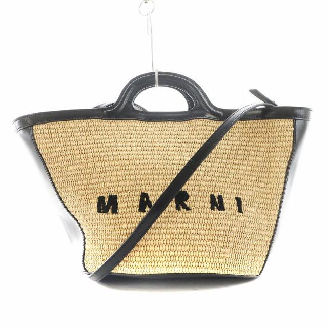 □新品同様□ MARNIマルニ トロピカリア ラフィア×レザー 2WAY クロス