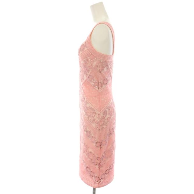 美品　タダシショージ　総レース　ドレスワンピース　膝丈　ノースリーブ　M ピンク 中古】タダシショージ マイアドレス ワンピース ひざ丈 ノースリーブ