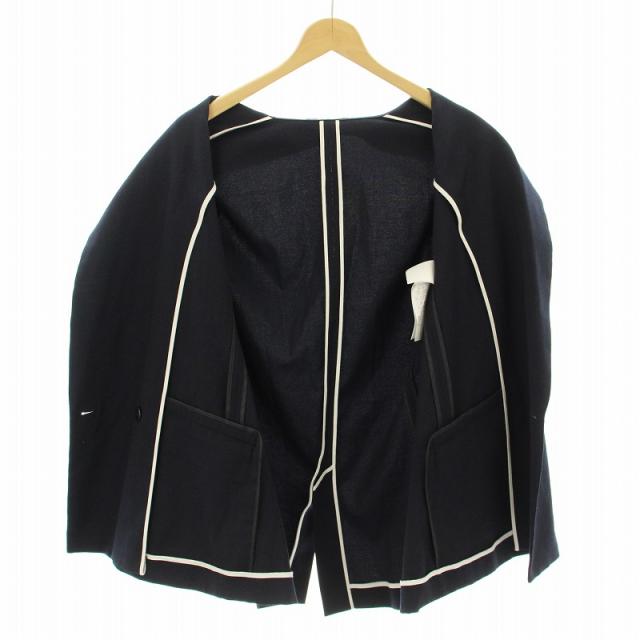 【中古】アイシービー 24SS LooseWeave ダブルブレストジャケット テーラードジャケット 麻 リネン混 4 紺 ネイビー 中古】アイシービー 24SS LooseWeave ダブルブレストジャケット