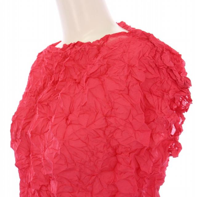 ミーイッセイミヤケ me ISSEY MIYAKE カットソー ノースリーブ ボートネック ストレッチ シワ加工 F ピンク /BB レディース ミーイッセイミヤケ カットソー ノースリーブ ボートネック
