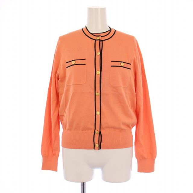 【中古】アナイ ANAYI 23SS アンサンブルニット カーディガン 長袖 薄手 五分袖 クルーネック 38 サーモンピンク