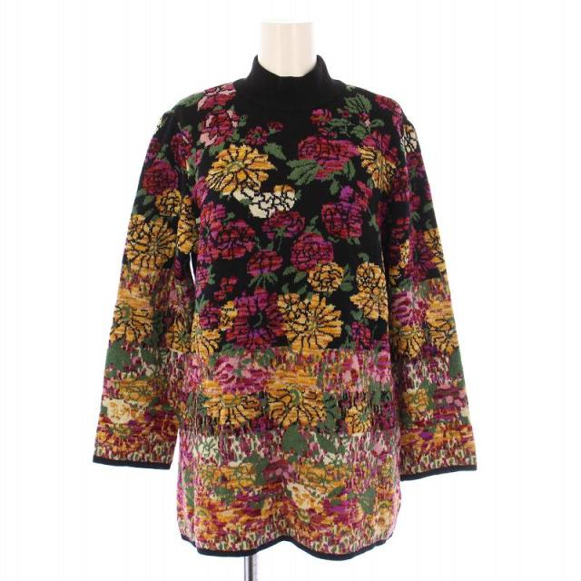 中古】レオナール LEONARD ニット セーター ハイネック 長袖 花柄  