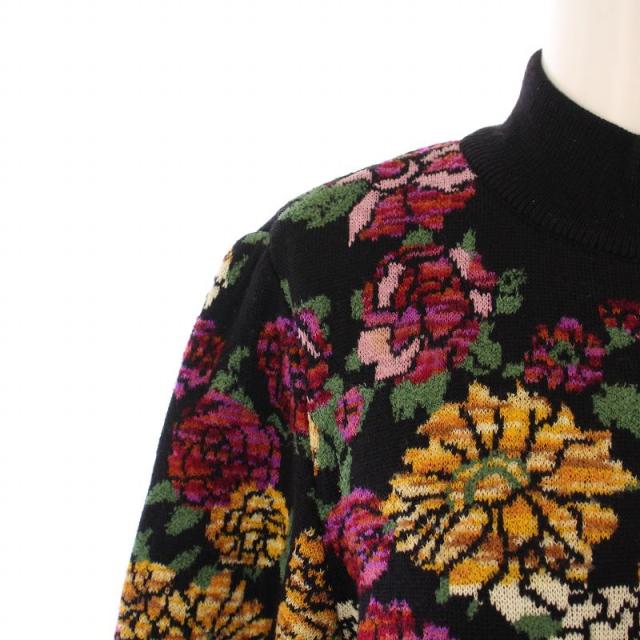 中古】レオナール LEONARD ニット セーター ハイネック 長袖 花柄  