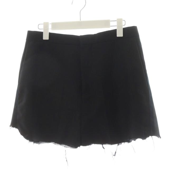 【中古】バレンシアガ BALENCIAGA 台形スカート カットオフ ミニ丈 ウール モヘヤ混 34 黒 ブラック 702043