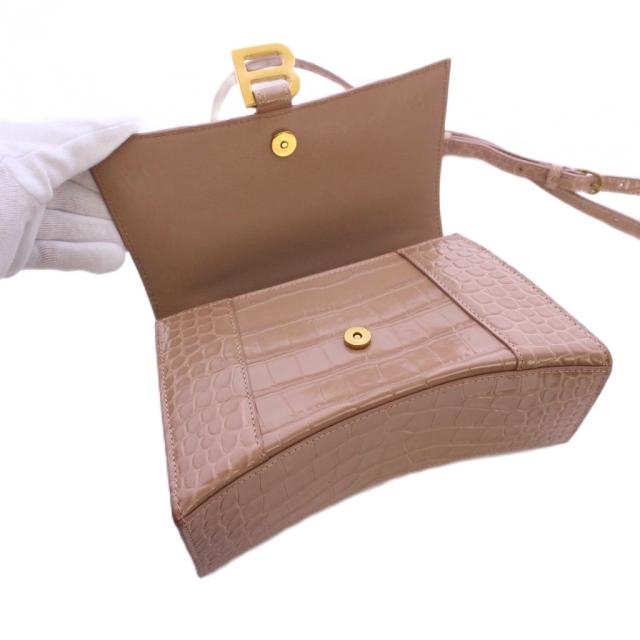 最終値下 バレンシアガ ベージュ バッグ アワーグラス スモール クロコ