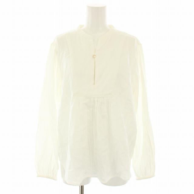 【中古】パラスパレス Pallas Palace シャツ ブラウス キーネック Vネック 長袖 0 白 FSH24095A レディース